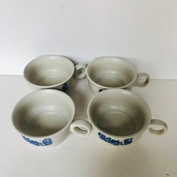 VINTAGE PFALTZGRAFF YORKTOWNE FLAT CUPS 4 PC. COFFE/TEA STONE MUGS - Picture 5 of 8